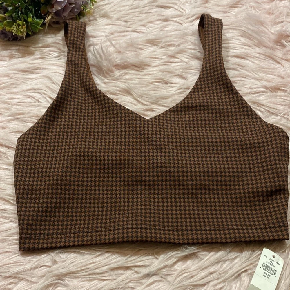 NWT OFFLINE by Aerie Mini Houndstooth V Neck Long Sports Bra sz XS